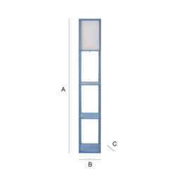 ValueLights Struttura Pastel Wooden Shelving Floor Lamp with Fabric Shade & Bulb in Baby Blue - thumbnail 7