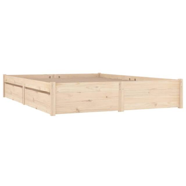 Berkfield Home Beautiful Bed Frame with Drawers 140x200 cm in Light Tan - image 1