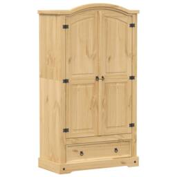 Berkfield Home Wardrobe Corona 102x52x186 cm Solid Wood Pine in Brown - Size: 102 x 52 x 186 cm - thumbnail 3