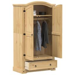 Berkfield Home Wardrobe Corona 102x52x186 cm Solid Wood Pine in Brown - Size: 102 x 52 x 186 cm - thumbnail 1