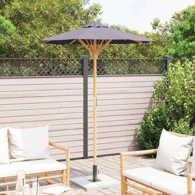 Berkfield Home Classic Garden Parasol Dark Grey 150x210 cm Bamboo - image 1
