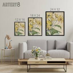 "Artery8 Sunflowers Watercolour Framed Canvas Wall Art Print Overbeck in Orange - Size: W12"" x H16""" - thumbnail 4