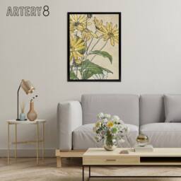 "Artery8 Sunflowers Watercolour Framed Canvas Wall Art Print Overbeck in Orange - Size: W12"" x H16""" - thumbnail 3