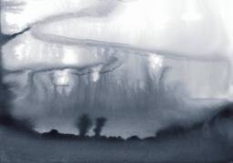 Superfresco Easy Watercolour Landscape Navy Print To Order 3m x 2.8m Mural - thumbnail 2