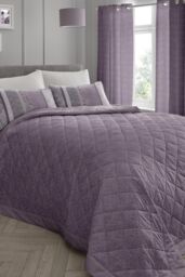 Dreams & Drapes 'Hanworth' Modern Leaves & Fauna Striped Duvet Cover Set in Lavender - thumbnail 1