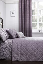 Dreams & Drapes 'Hanworth' Modern Leaves & Fauna Striped Duvet Cover Set in Lavender - thumbnail 3