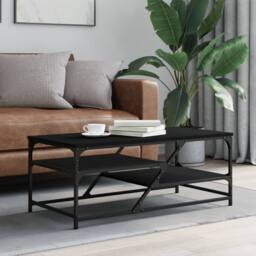 Berkfield Home Coffee Table Black 100x49x40 cm Engineered Wood - Size: 100 x 49 x 40 cm - thumbnail 2