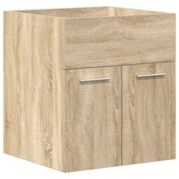 Berkfield Home Bathroom Sink Cabinet with Built-in Basin & Faucet Sonoma Oak in Brown - thumbnail 5