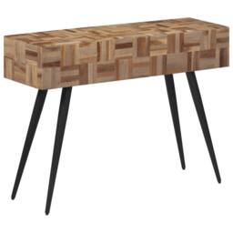 Berkfield Home Beautiful Console Table 110x34x80 cm Solid Reclaimed Teak - Size: 110 x 34 x 80 cm - thumbnail 9