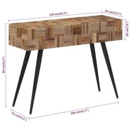 Berkfield Home Beautiful Console Table 110x34x80 cm Solid Reclaimed Teak - Size: 110 x 34 x 80 cm - thumbnail 7