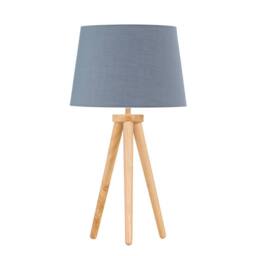 First Choice Lighting Voyage - Light Oak Table Lamp or Bedside Light with Grey Shade in Brown - thumbnail 1