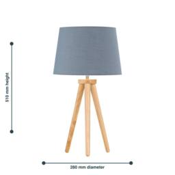 First Choice Lighting Voyage - Light Oak Table Lamp or Bedside Light with Grey Shade in Brown - thumbnail 4