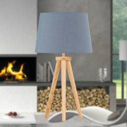 First Choice Lighting Voyage - Light Oak Table Lamp or Bedside Light with Grey Shade in Brown - thumbnail 3