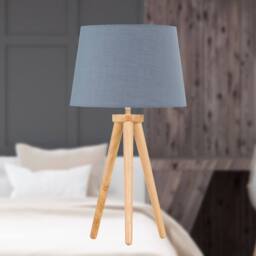 First Choice Lighting Voyage - Light Oak Table Lamp or Bedside Light with Grey Shade in Brown - thumbnail 2
