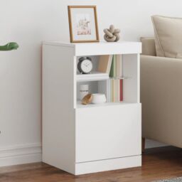 Berkfield Home Sideboard with LED Lights White 41x37x67 cm - Size: 41 x 37 x 67 cm - thumbnail 1