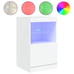Berkfield Home Sideboard with LED Lights White 41x37x67 cm - Size: 41 x 37 x 67 cm - thumbnail 2