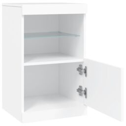 Berkfield Home Sideboard with LED Lights White 41x37x67 cm - Size: 41 x 37 x 67 cm - thumbnail 7