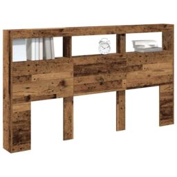 Berkfield Home Headboard Cabinet with LED Old Wood 180x17x102 cm in Brown - Size: 180 x 17 x 102 cm - thumbnail 5