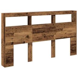 Berkfield Home Headboard Cabinet with LED Old Wood 180x17x102 cm in Brown - Size: 180 x 17 x 102 cm - thumbnail 6
