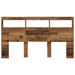 Berkfield Home Headboard Cabinet with LED Old Wood 180x17x102 cm in Brown - Size: 180 x 17 x 102 cm - thumbnail 7