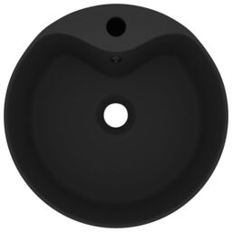 Berkfield Home Luxury Wash Basin with Overflow Matt Black 36x13 cm Ceramic - thumbnail 3