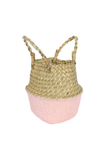 KDMD Pink & Natural Two Tone Basket 17cm in Light Pink - image 1
