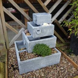 Primrose Solar Powered 4-Tier Herb 'Perth 'Planter Cascading Water Feature 42cm in Stone - thumbnail 4