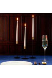 Deco Express Candles Set Classic Dripless Tapered Metallic Unscented 8 Hours Décor in Purple - Size: 15 Pack - thumbnail 2