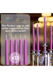 Deco Express Candles Set Classic Dripless Tapered Metallic Unscented 8 Hours Décor in Purple - Size: 15 Pack - thumbnail 5