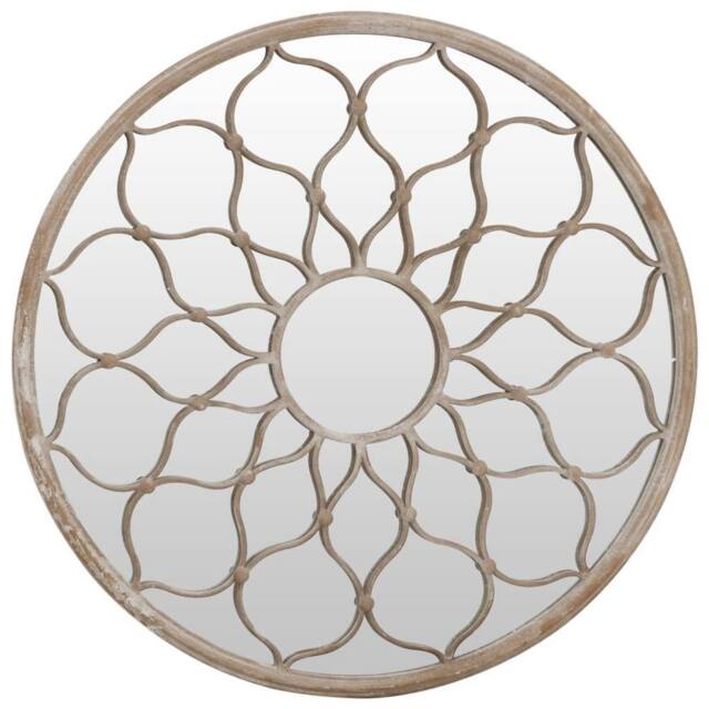 Berkfield Home Garden Mirror Sand 60x3 cm Iron Round for Outdoor Use in Beige - image 1