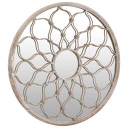 Berkfield Home Garden Mirror Sand 60x3 cm Iron Round for Outdoor Use in Beige - thumbnail 3