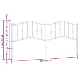 Berkfield Home Metal Headboard White 200 cm in Black - thumbnail 6