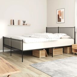 Berkfield Home Metal Bed Frame with Headboard & Footboard Black 193x203 cm - thumbnail 1