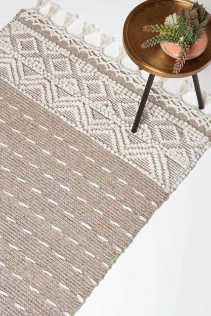 Homescapes Patna Beige & Natural Kilim Wool Rug - Size: 90 cm x 150 cm - image 1