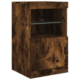 Berkfield Home Sideboard with LED Lights Smoked Oak 41x37x67 cm in Brown - Size: 41 x 37 x 67 cm - thumbnail 3