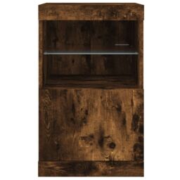 Berkfield Home Sideboard with LED Lights Smoked Oak 41x37x67 cm in Brown - Size: 41 x 37 x 67 cm - thumbnail 6