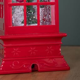 Samuel Alexander 26cm Dual Powered Light up Red Telephone Box Christmas Water Spinner with Snowman Scene - thumbnail 6