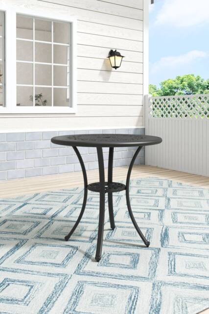 H&O Direct Cast Aluminum Round Outdoor Garden Dining Table in Black - image 1