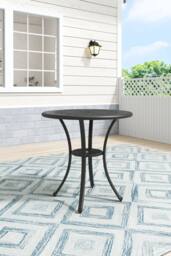 H&O Direct Cast Aluminum Round Outdoor Garden Dining Table in Black - thumbnail 1