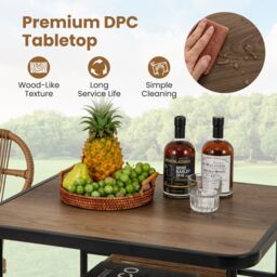 Gymax Rattan Patio Dining Set of 3 Stackable 2 Wicker Chairs & Dining Table in Brown - Size: 3 Pack - thumbnail 6