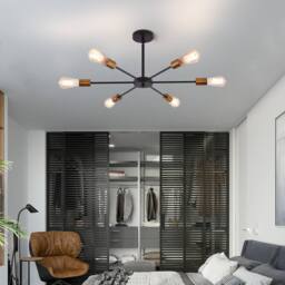 NIVOR 6 light Sputnik Industrial Chandelier Mid Century Flush Mount Ceiling in Black - thumbnail 5