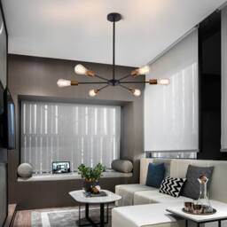 NIVOR 6 light Sputnik Industrial Chandelier Mid Century Flush Mount Ceiling in Black - thumbnail 6
