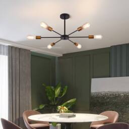 NIVOR 6 light Sputnik Industrial Chandelier Mid Century Flush Mount Ceiling in Black - thumbnail 3