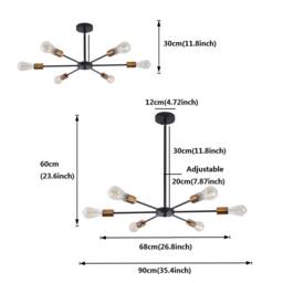 NIVOR 6 light Sputnik Industrial Chandelier Mid Century Flush Mount Ceiling in Black - thumbnail 2