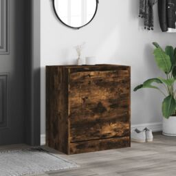 Berkfield Home Shoe Cabinet Smoked Oak 60x42x69 cm Engineered Wood in Brown - Size: 60 x 42 x 69 cm - thumbnail 3