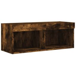 Berkfield Home TV Cabinet with LED Lights Smoked Oak 80x30x30 cm in Brown - Size: 80 x 30 x 30 cm - thumbnail 7