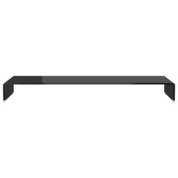 Berkfield Home TV Stand/Monitor Riser Glass Black 120x30x13 cm - Size: 120 x 30 x 13 cm - thumbnail 3