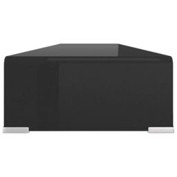 Berkfield Home TV Stand/Monitor Riser Glass Black 120x30x13 cm - Size: 120 x 30 x 13 cm - thumbnail 4