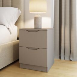 FWStyle Luno Bedside Table 2 Drawer Chest Modern Nightstand in Beige