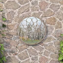 Berkfield Home Decorative Garden Mirror Sand 40x3 cm Iron Round for Outdoor Use in Beige - thumbnail 2
